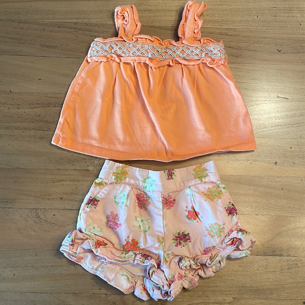 EUC Janie and Jack Tank and Floral Short Set